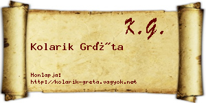 Kolarik Gréta névjegykártya